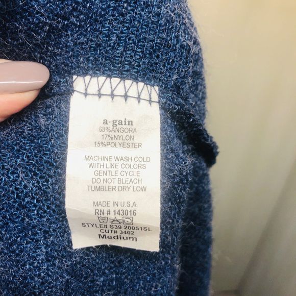 a.gain blue angora blend long sweater vest with pockets size med - Picture 8 of 10